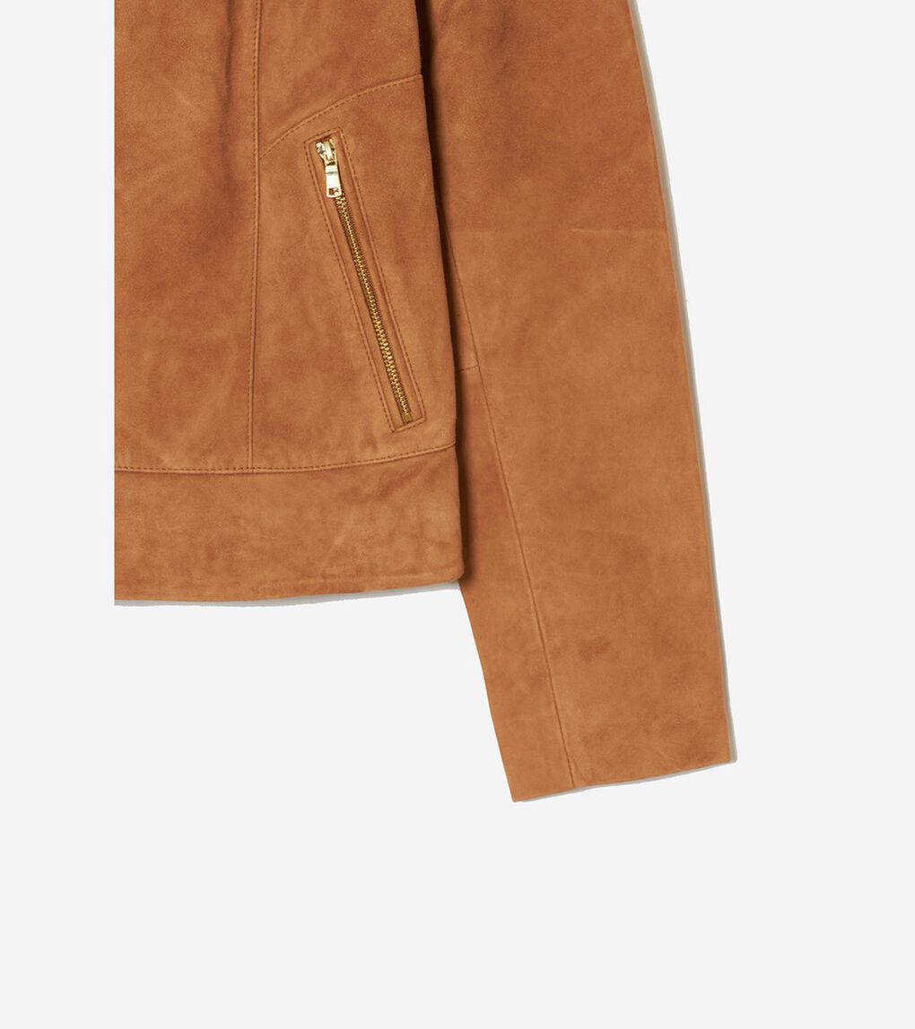 スウェードレザー モト ジャケット womens.