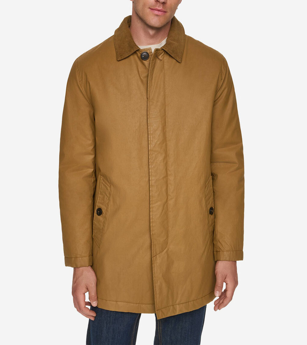 コーティッド コットン ロング バーン コート mens