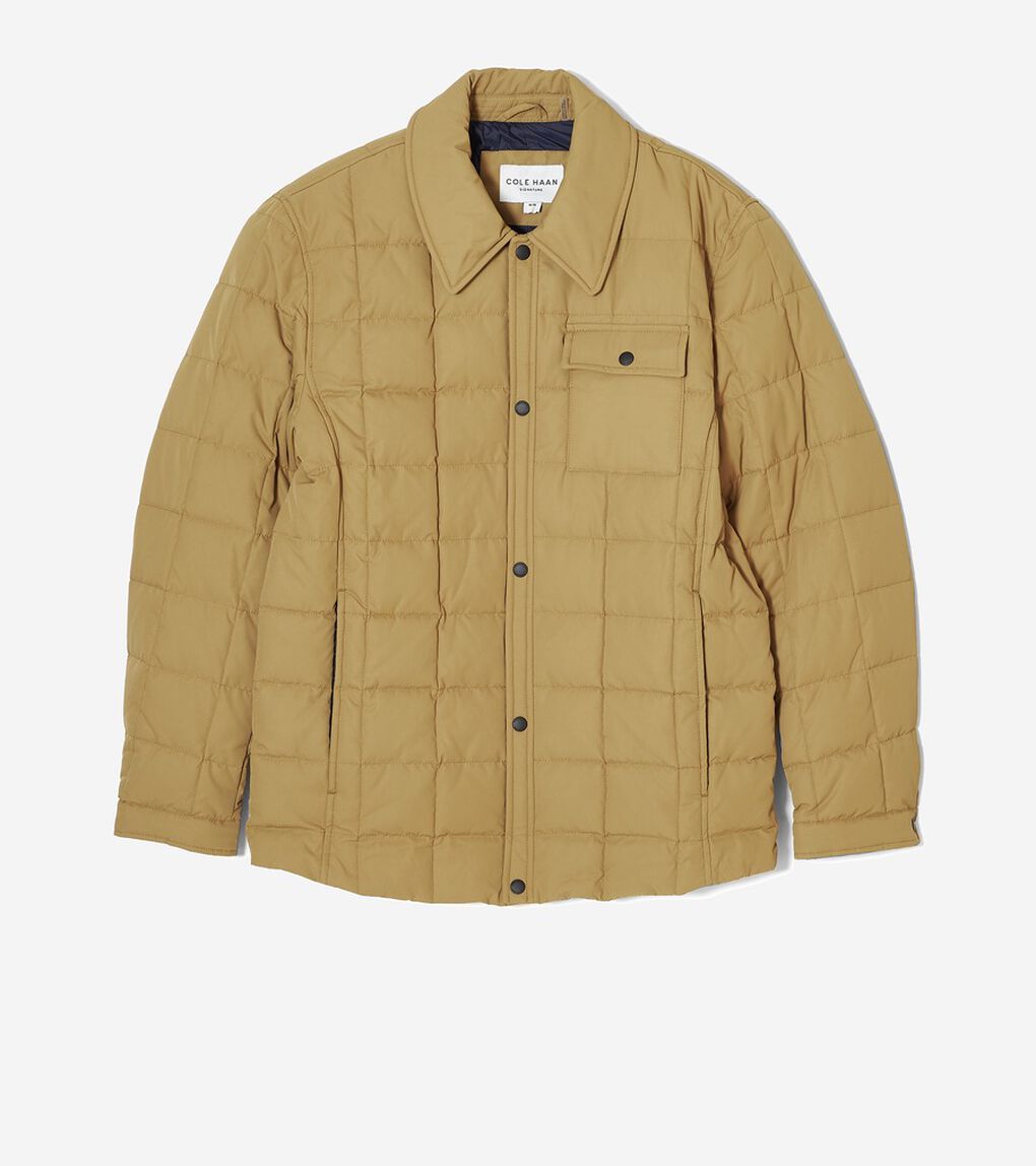 ボックス キルト ダウン シャツ ジャケット mens.