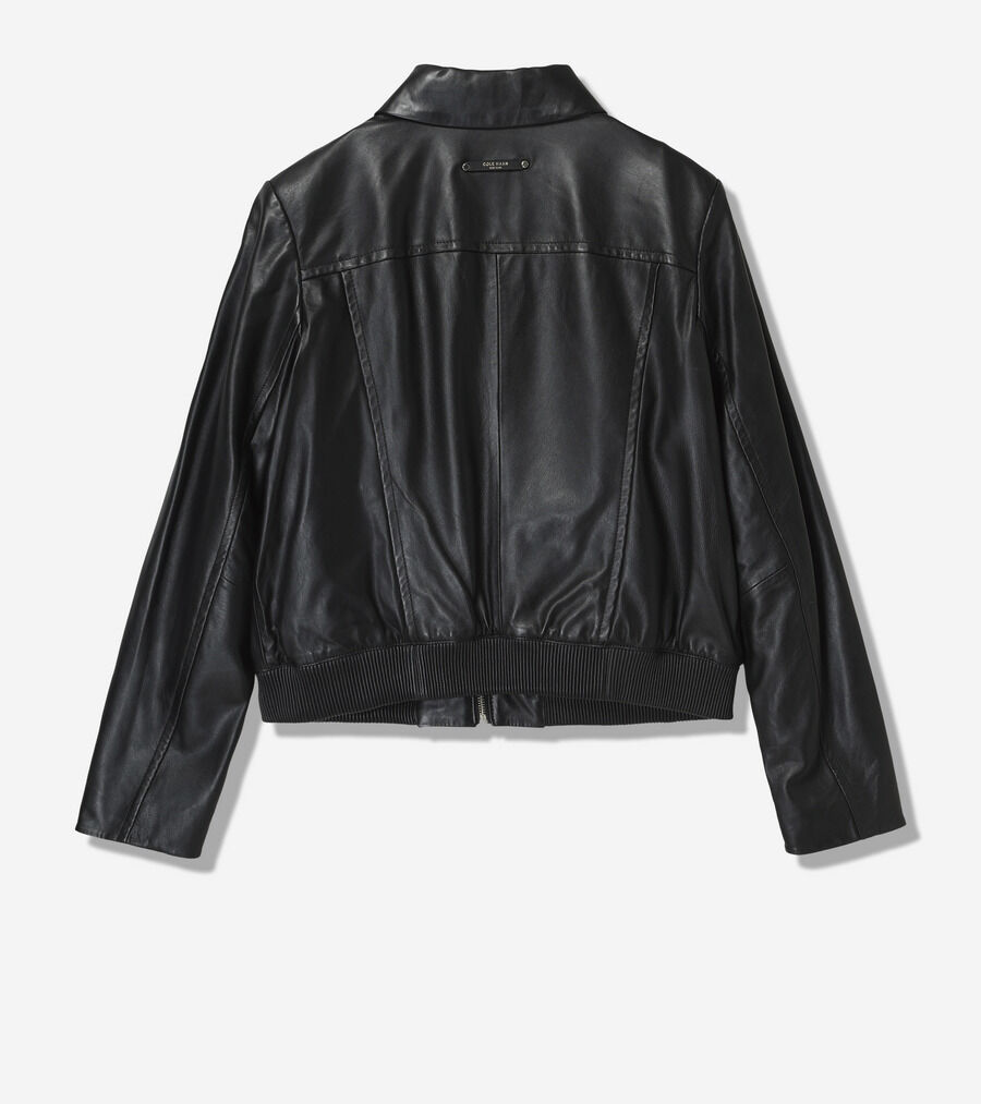 スムース レザー ボンバー ジャケット ウィズ チェストポケット womens