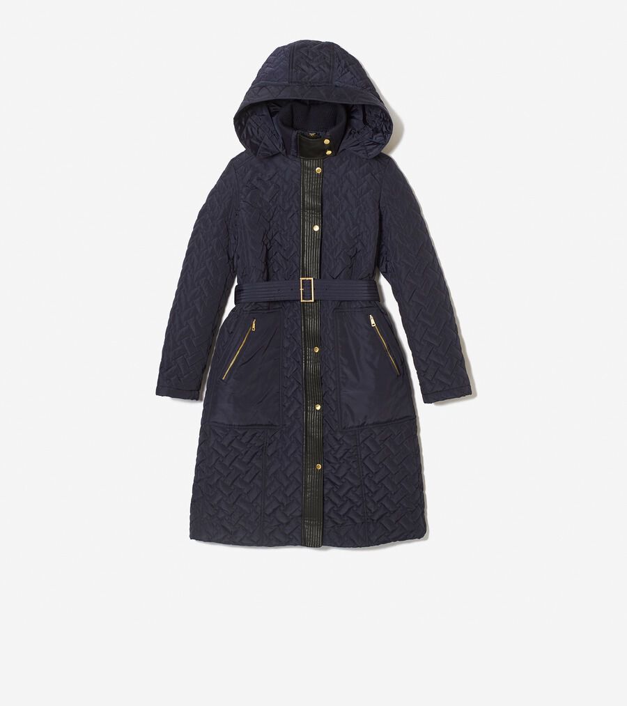 スケールモデル 新作 ベルテッドコート ロング フーデッド womens. COLE_HAAN | 0.0 ジャケット・アウター