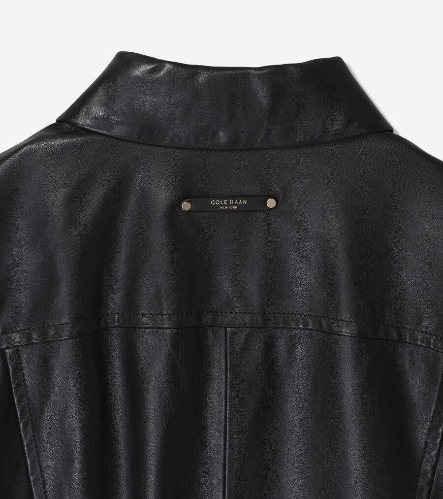 スムース レザー ボンバー ジャケット ウィズ チェストポケット womens