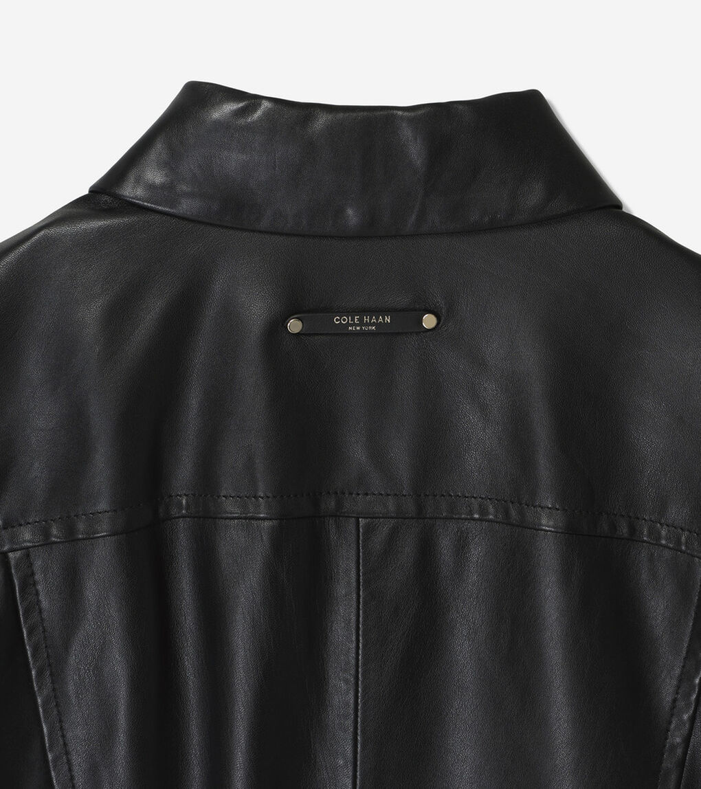 スムース レザー ボンバー ジャケット ウィズ チェストポケット womens.