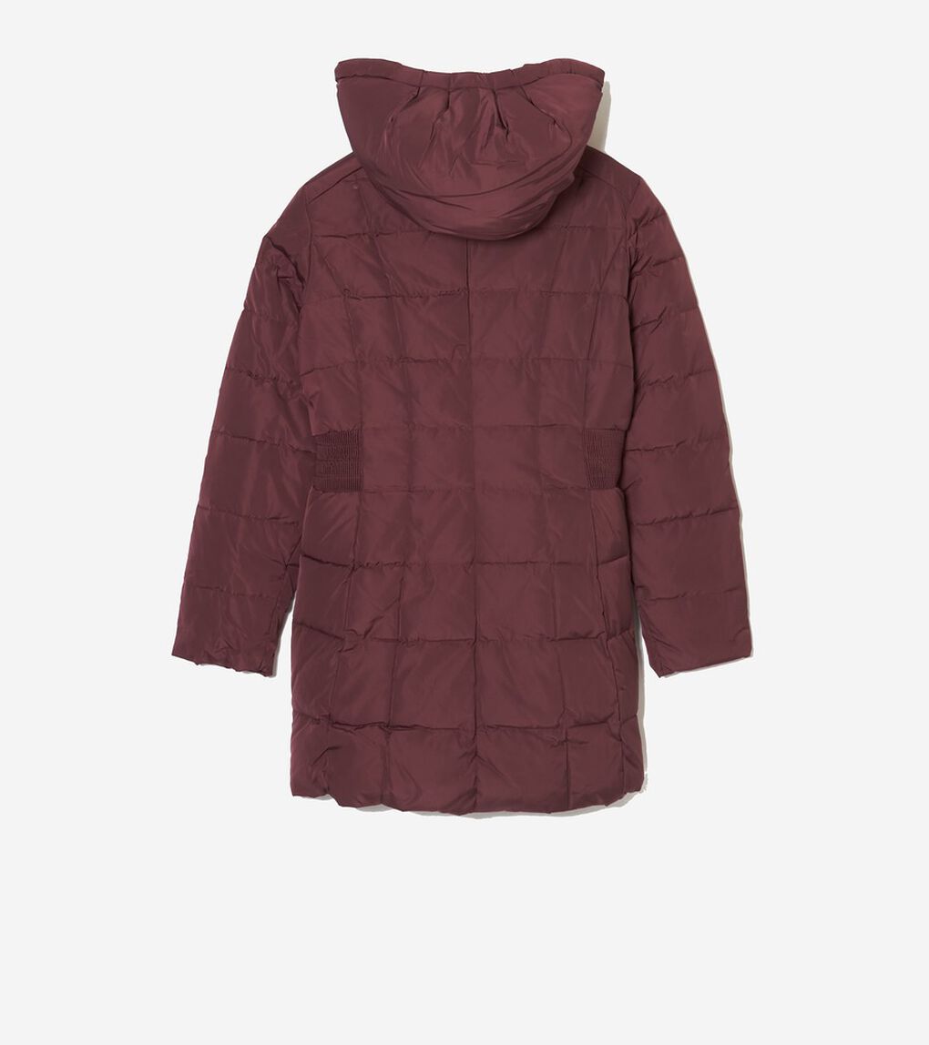 シグネチャー 32IN タフタ ダウンコート ウィズ フード womens.