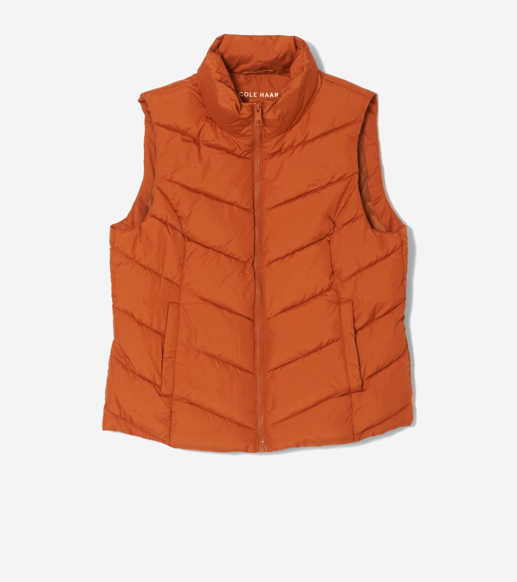 シェブロン ポリフィル ジップ フロントベスト womens.