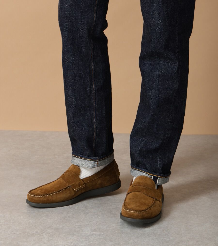 Cole Haan スエード ローファー 6½ グレー アメリカンクラシックス ペニーローファー mens 34000 | COLE_HAAN