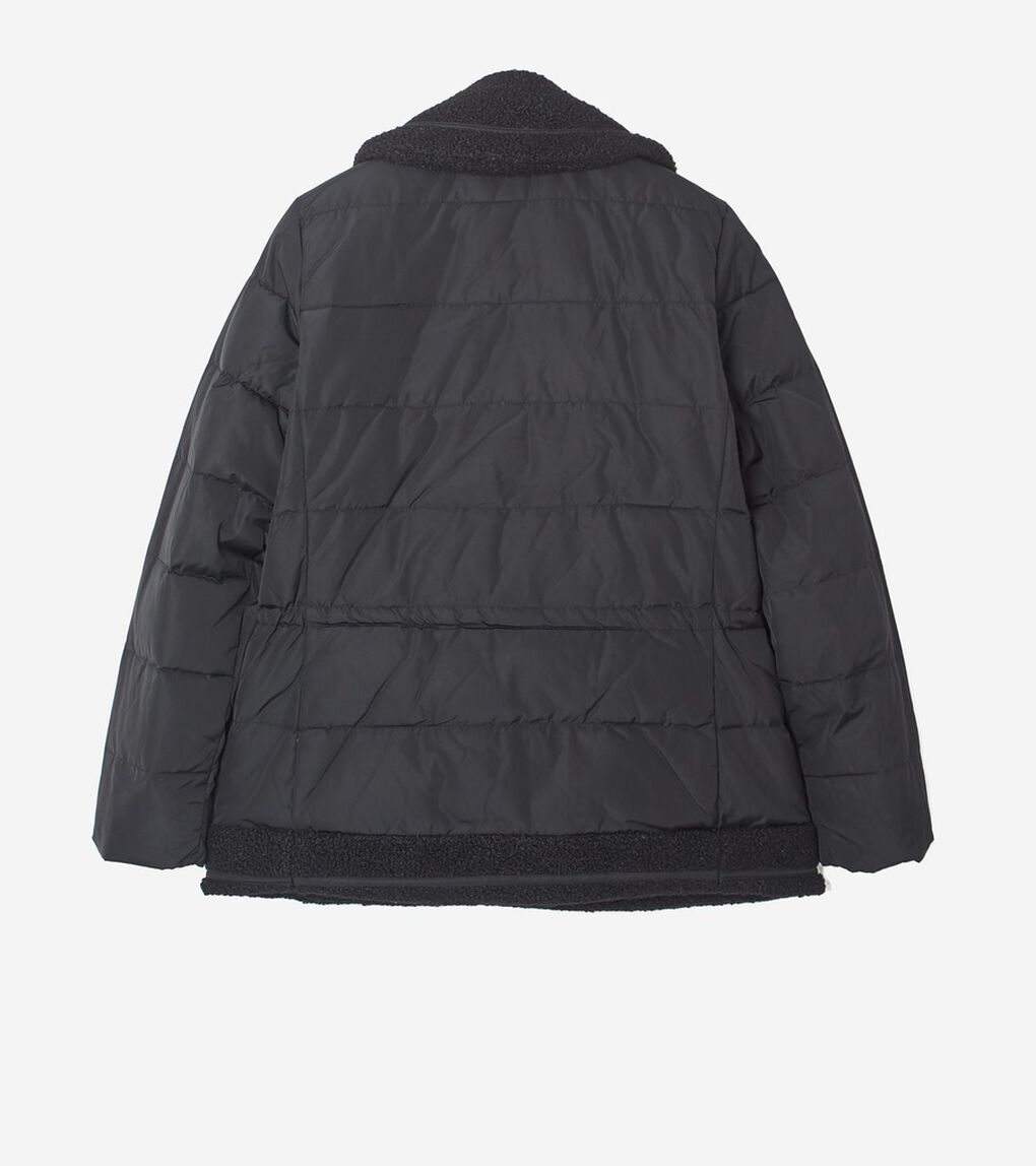 タフタダウンジャケット Wカーリーファーライン トリミング womens.