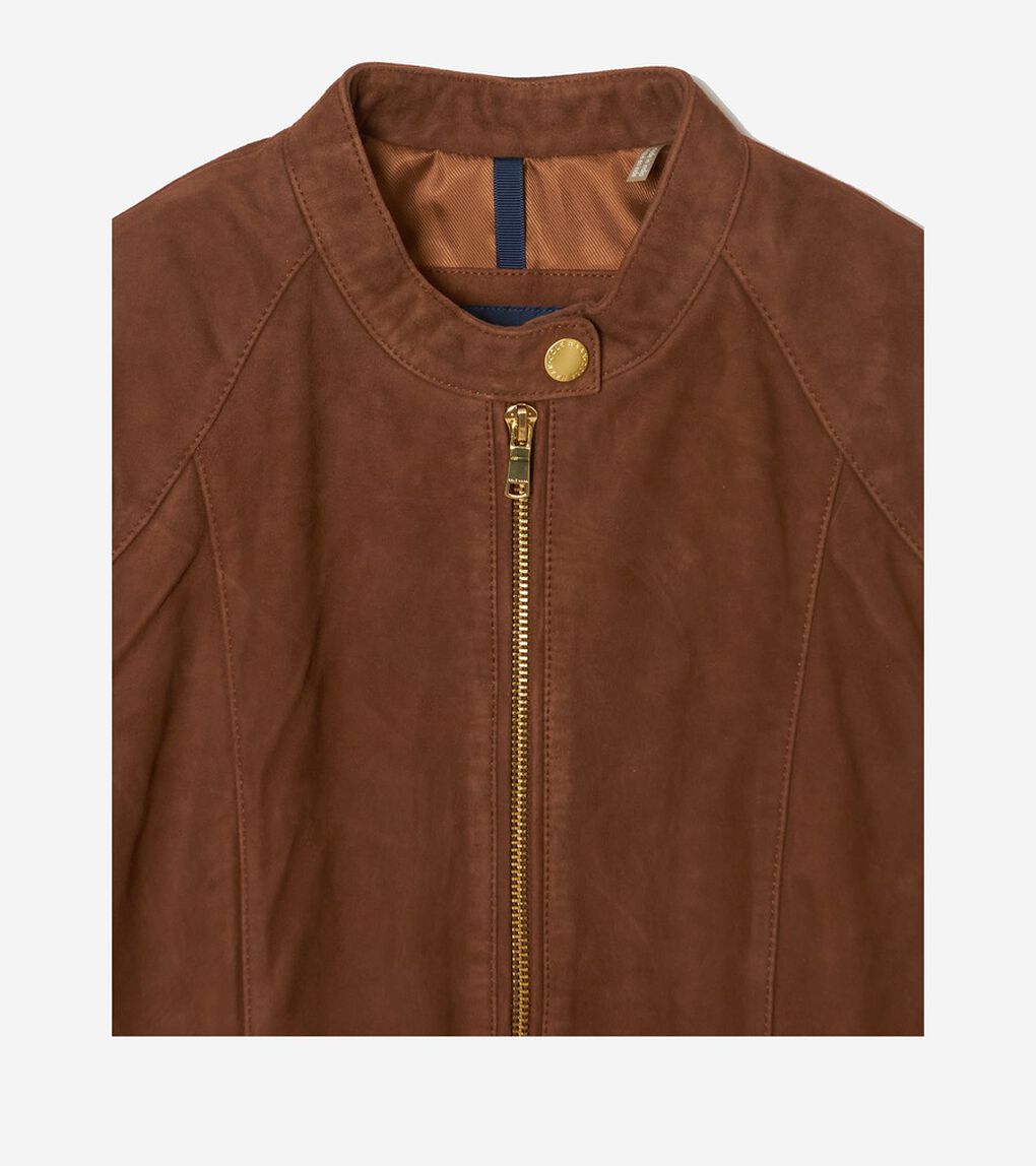 スウェードレザー モト ジャケット womens.