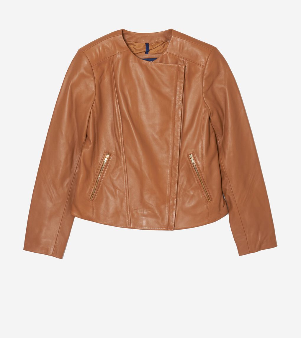 アシンメトリカルレザージャケット womens.