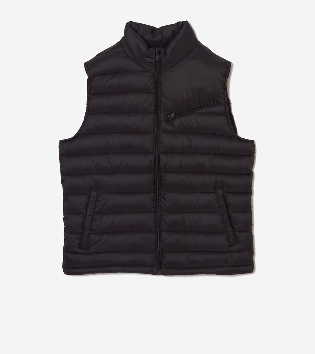 ジップフロントキルテッドベスト mens.