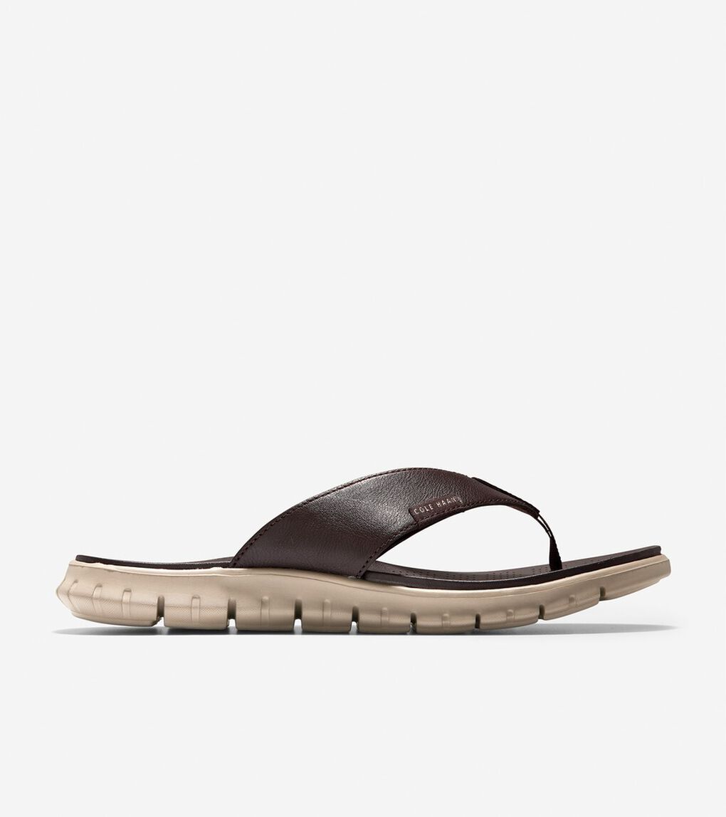 ゼログランド トング サンダル mens ジャバ レザー / コブルストーン 【公式】コール ハーン (Cole Haan)オンラインストア