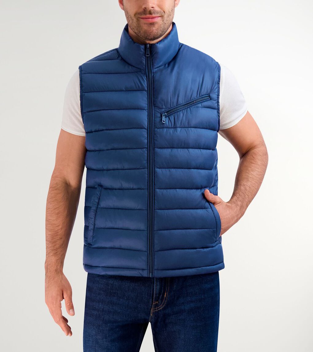 ジップフロントキルテッドベスト mens.