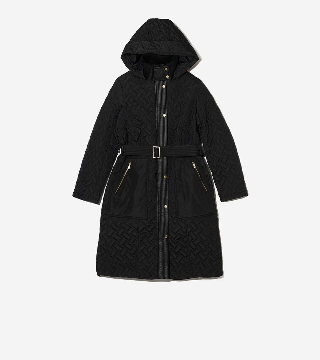 フーデッド ロング ベルテッドコート womens. 0.0 | COLE_HAAN
