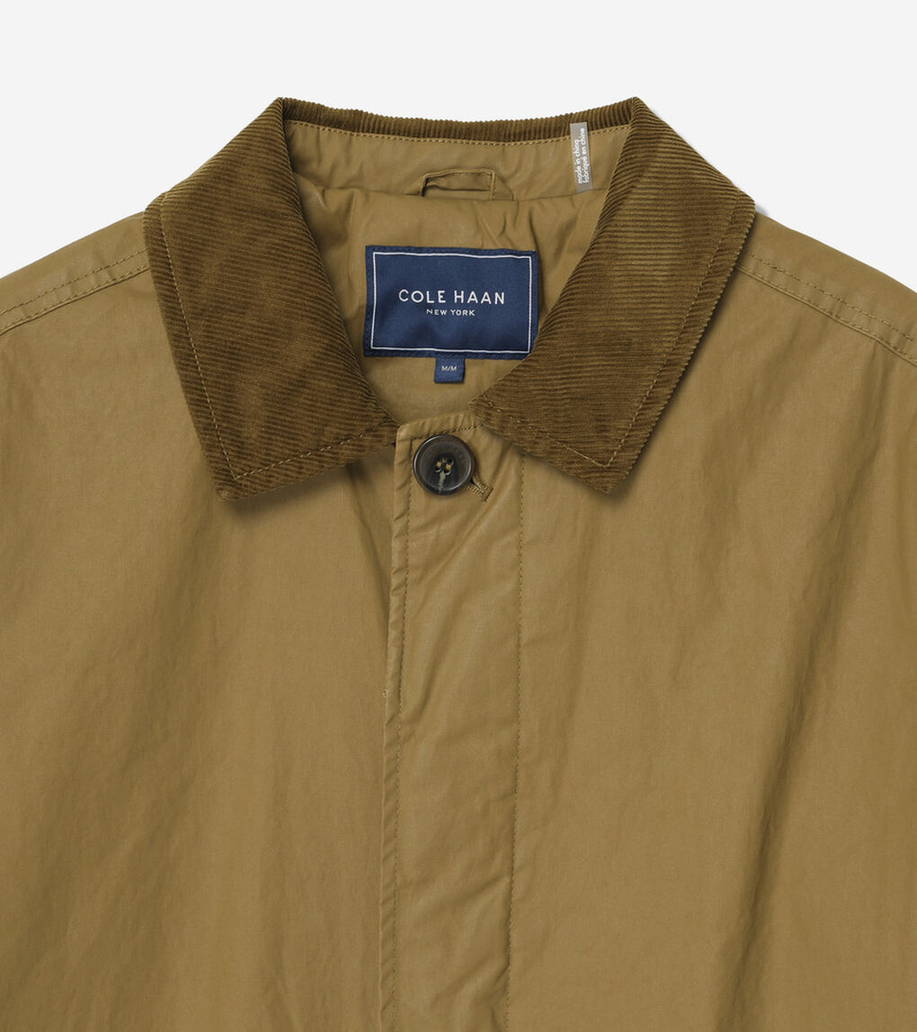 コーティッド コットン ロング バーン コート mens