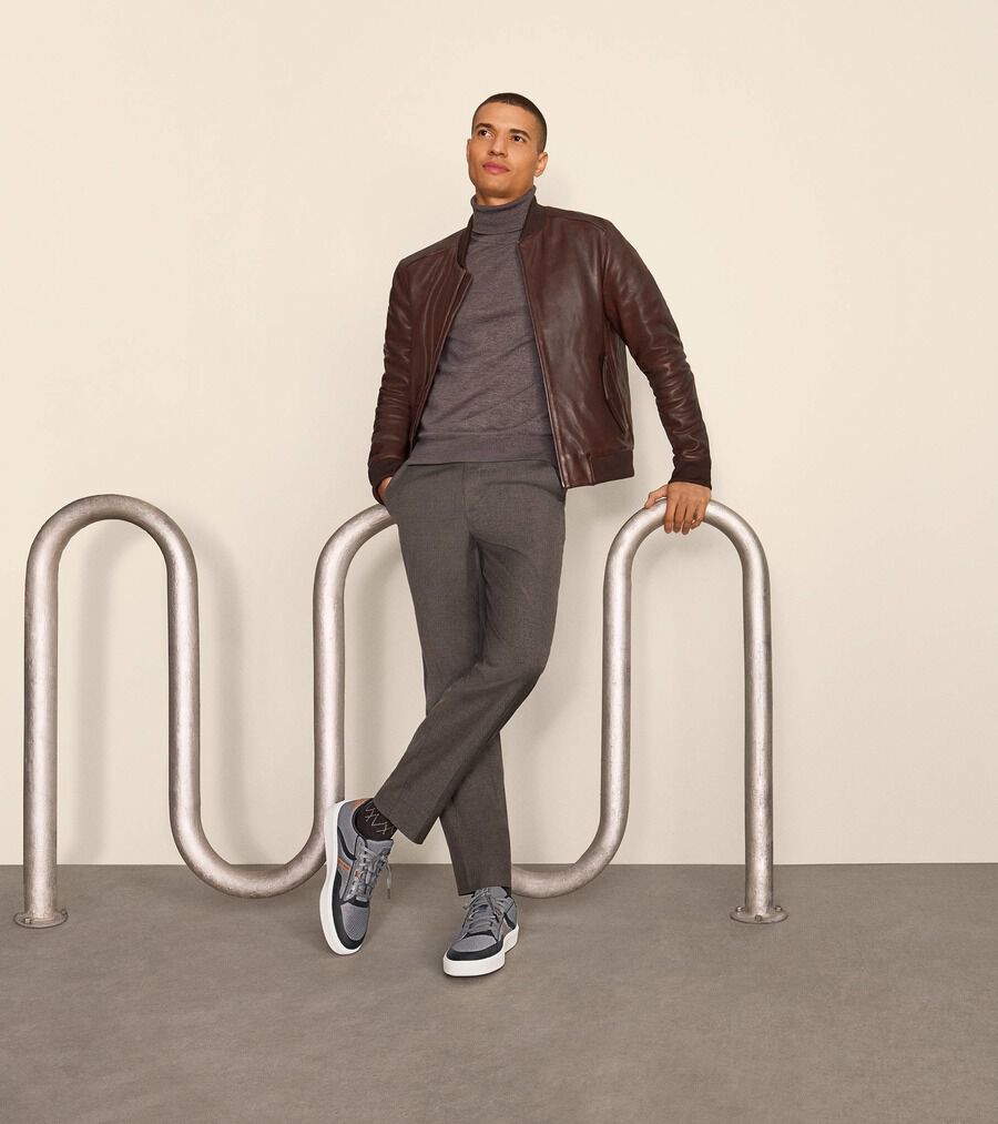 ボンバー ジャケット イン ビンテージ エフェクト レザー mens 180000