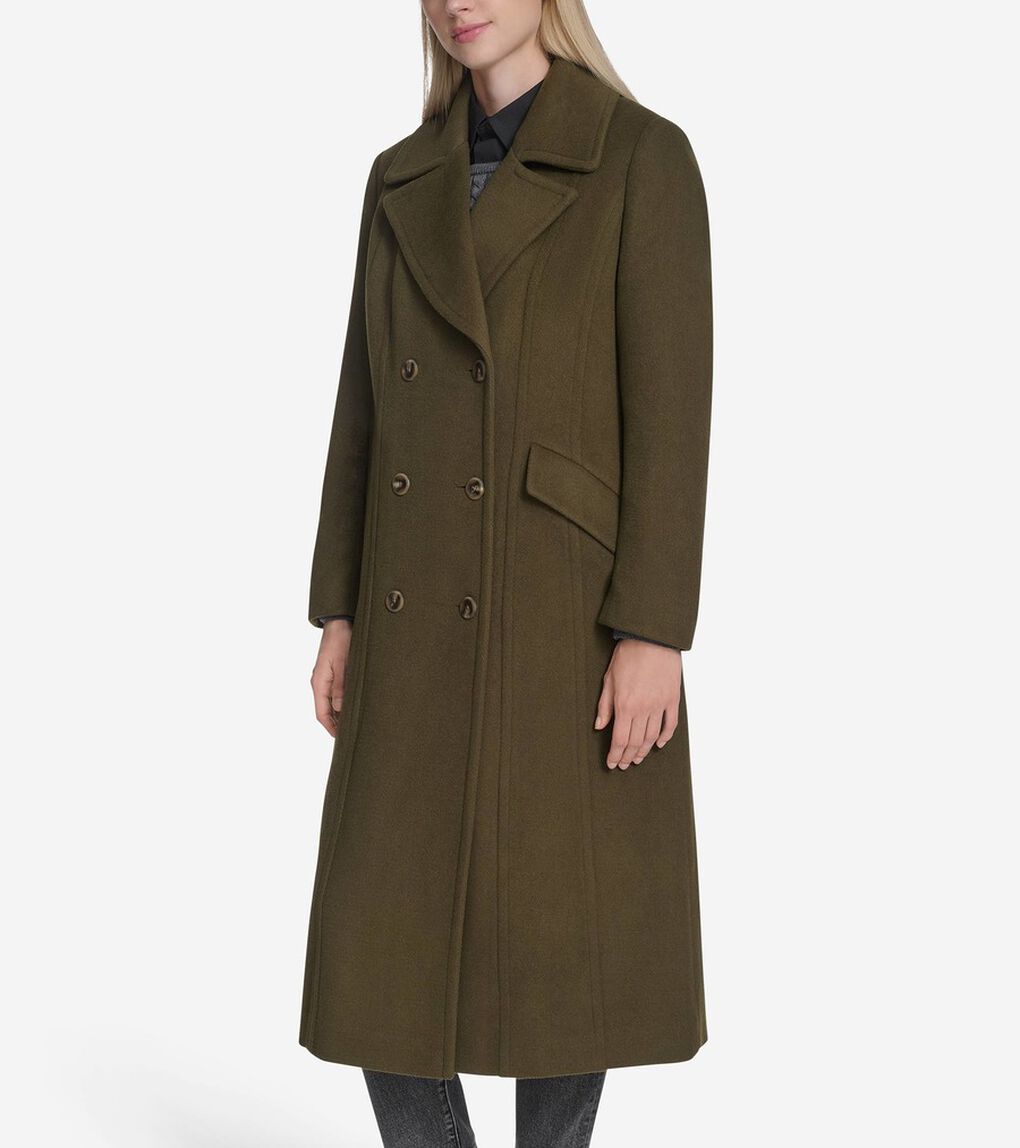 ダブルブレスト サージ ツイル ウール コート womens