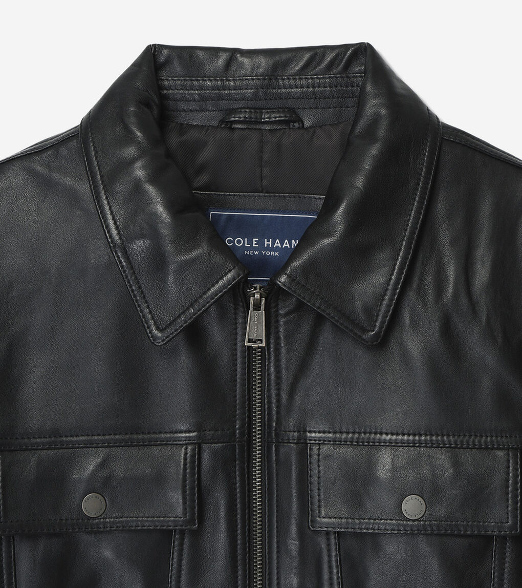 レザー トラッカー ジャケット mens.