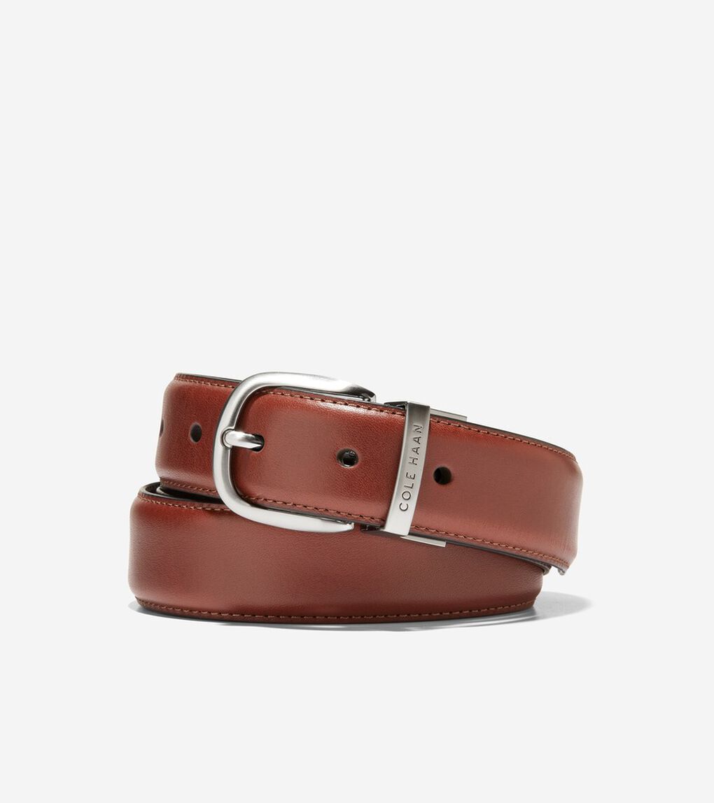 32mm フィーチャード エッジ ドレス ベルト w/ ステッチ mens.