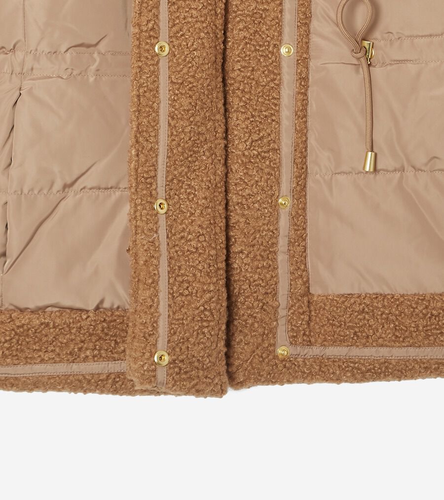 COLE HAAN / タフタダウン/Wカーリーファーライントリミング/L/ポリエステル/キャメル/T10416 353SD228/ボア// タフタダウンジャケット Wカーリーファーライン トリミング womens