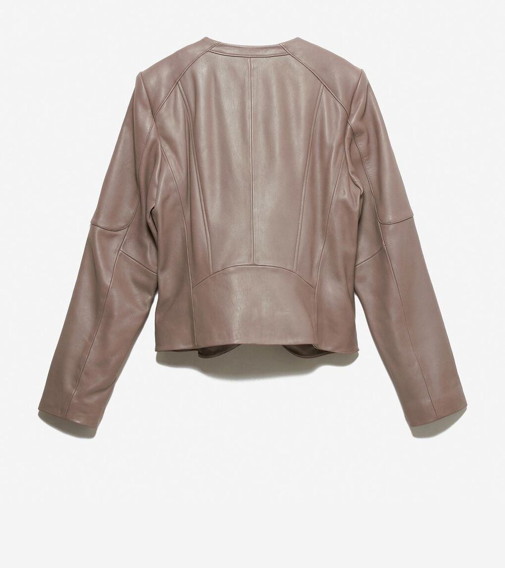 ジップ フロント レザー ジャケット womens.