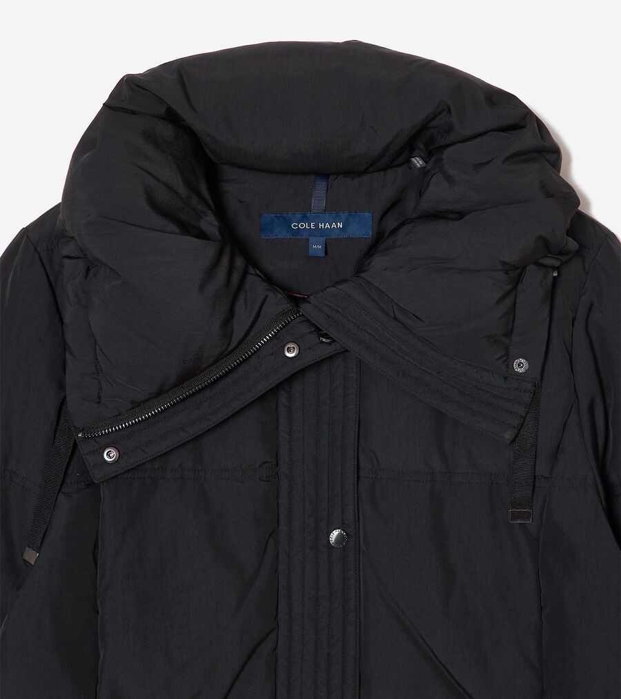 ダウンコート　ブラック スタンドカラー ナイロン ダウンジャケット womens. 78000 | COLE_HAAN
