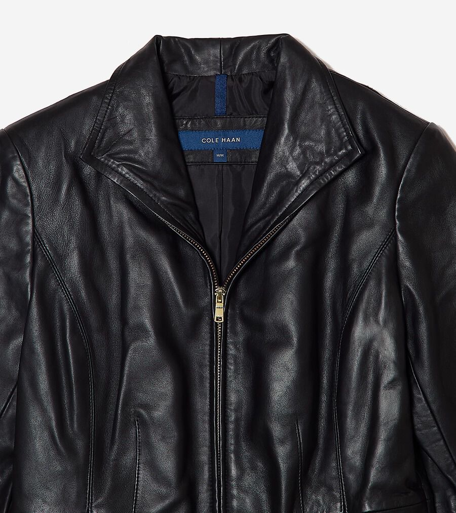ウィング カラー レザー ジャケット womens. 72000 | COLE_HAAN