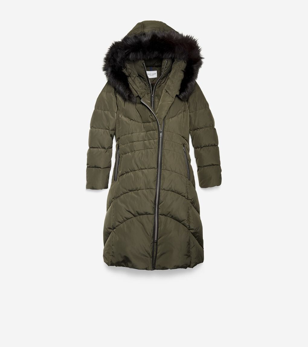 タフタ ダウン コート フード付き womens.