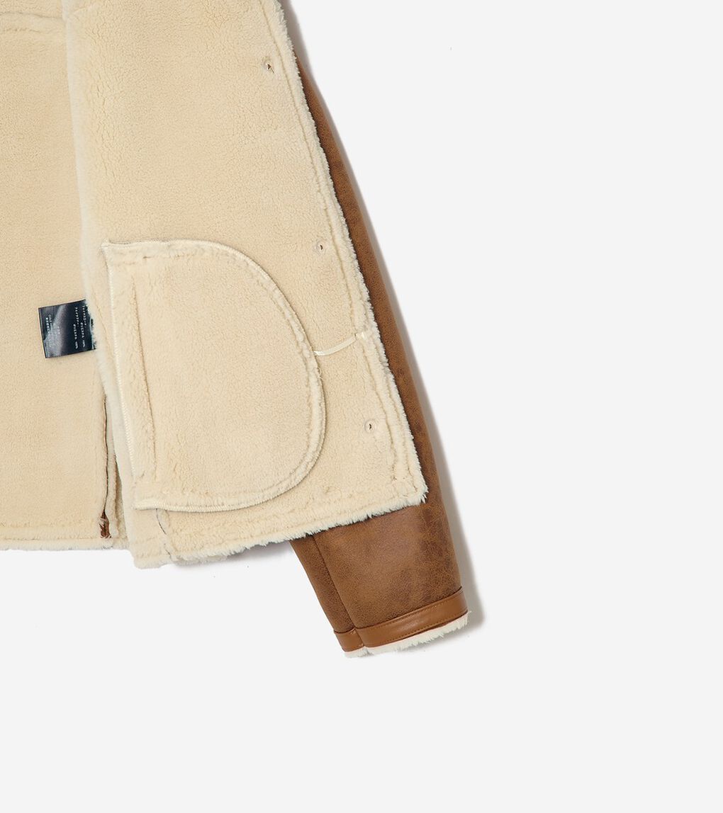ワックスド スエード シアリング カラーレス ジャケット womens