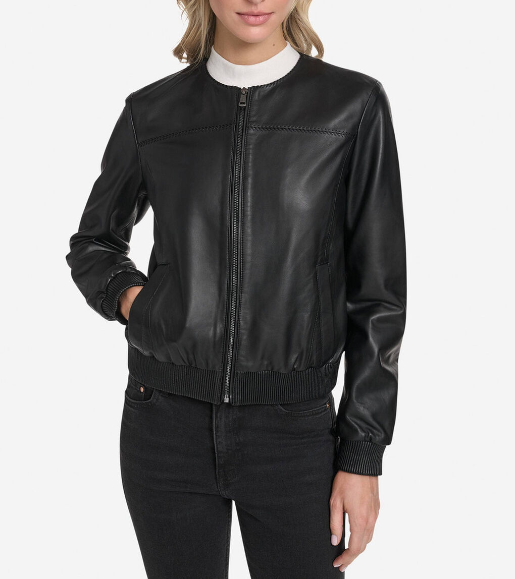 レザー ボンバー ジャケット womens