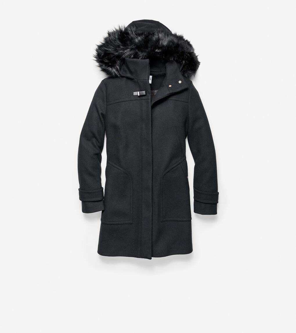 ウール ツイル フーテッド ダッフル コート womens 0.0 | COLE_HAAN
