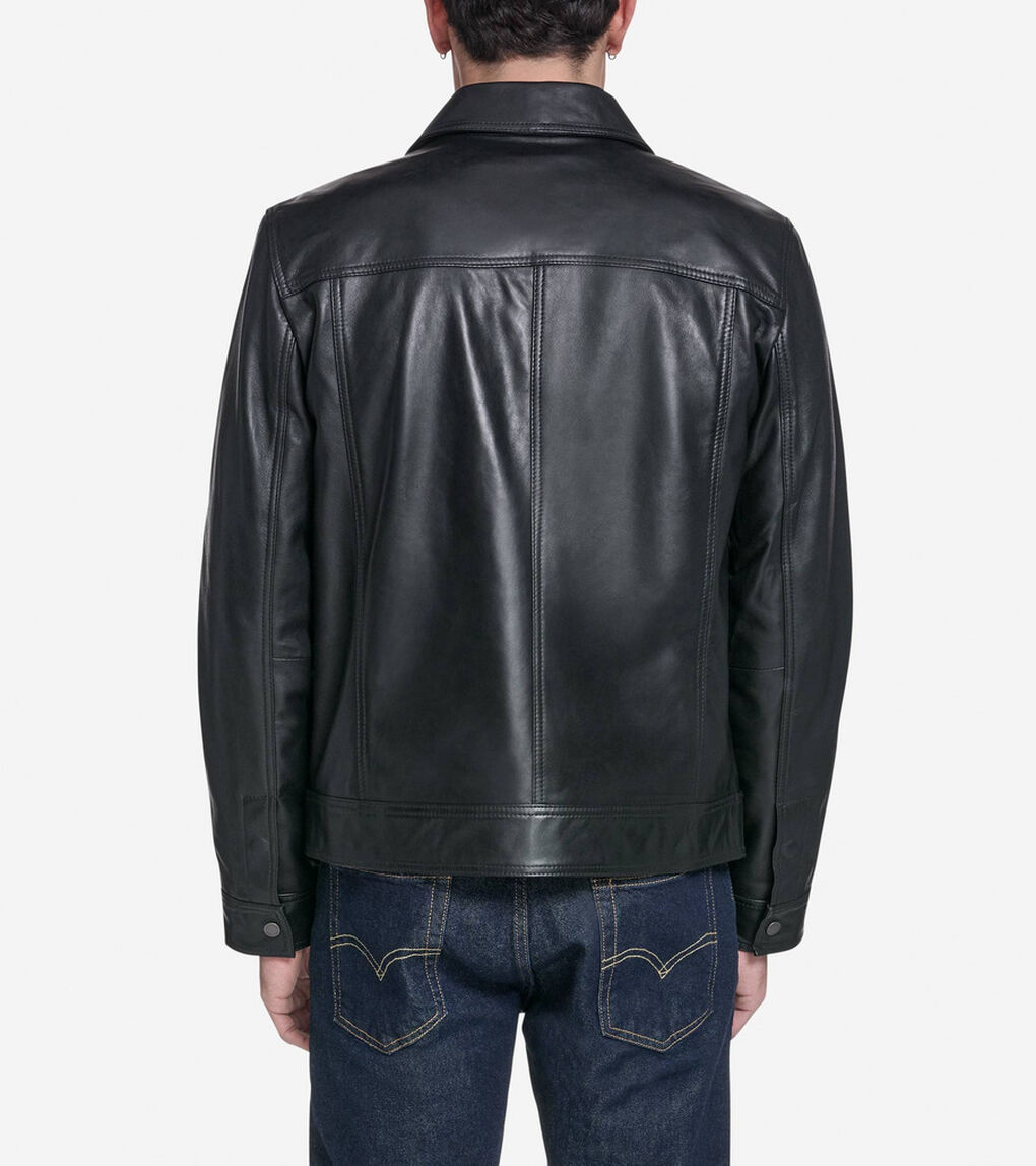 レザー トラッカー ジャケット mens.