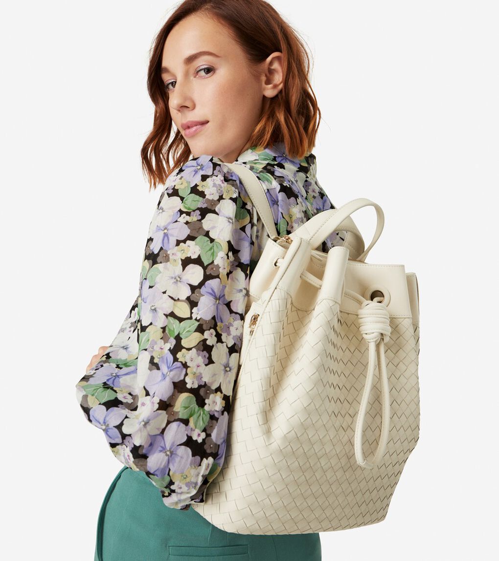 ウォーブン レザー ドローストリング バックパック womens.