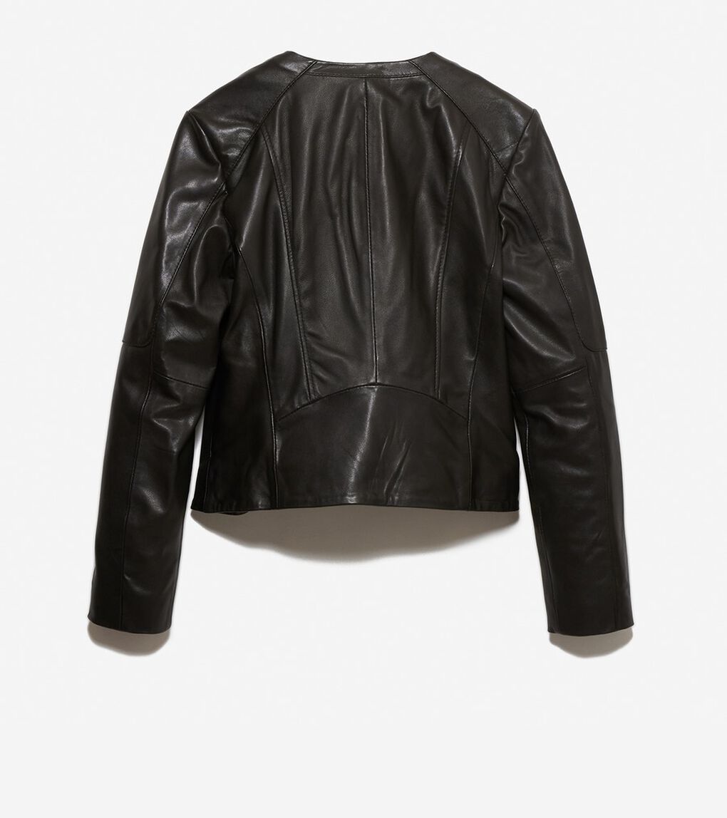 ジップ フロント レザー ジャケット womens.