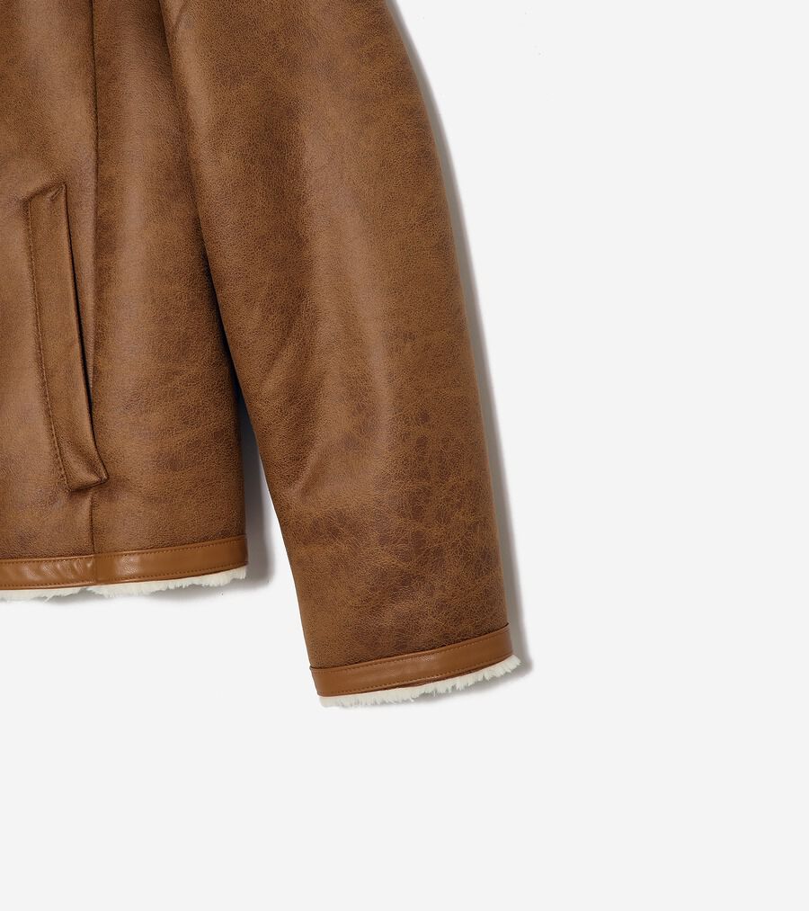 ワックスド スエード シアリング カラーレス ジャケット womens 55000