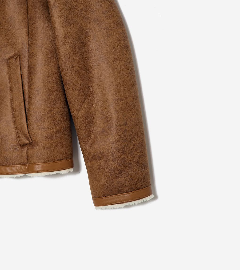 ワックスド スエード シアリング カラーレス ジャケット womens