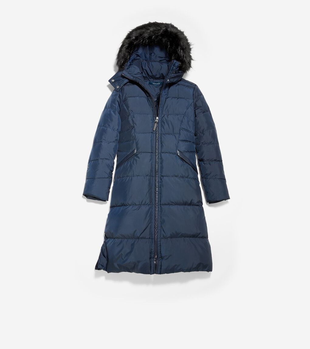 ロング キルテッド パッファー フード付き womens.