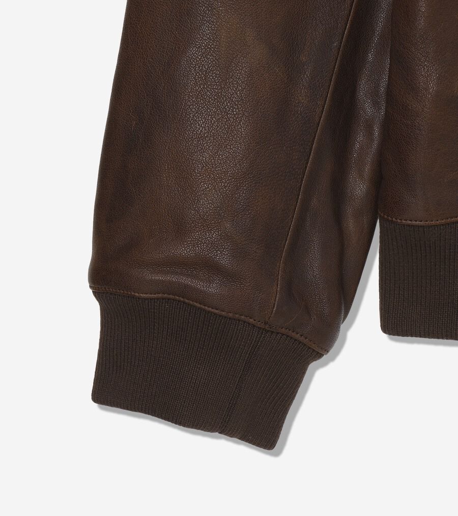 ボンバー ジャケット イン ビンテージ エフェクト レザー mens 180000