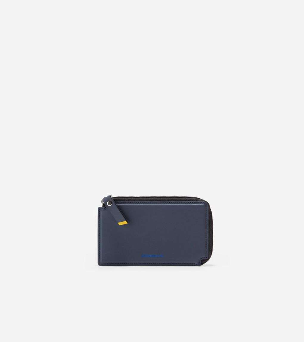 ラバーライズド レザー ハーフ ジップ カード ケース mens.