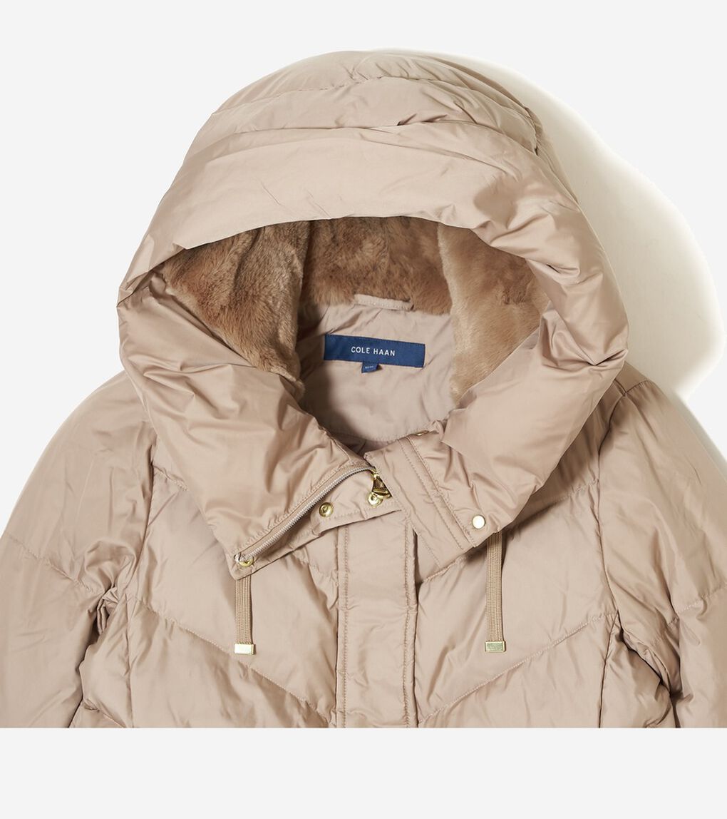 コクーン フーテッド ダウン パッファー womens.