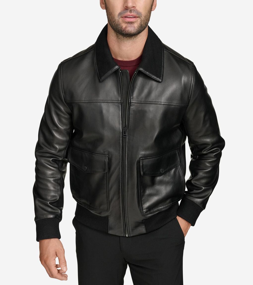 ソフトラムジャケットウィズニットカラー mens