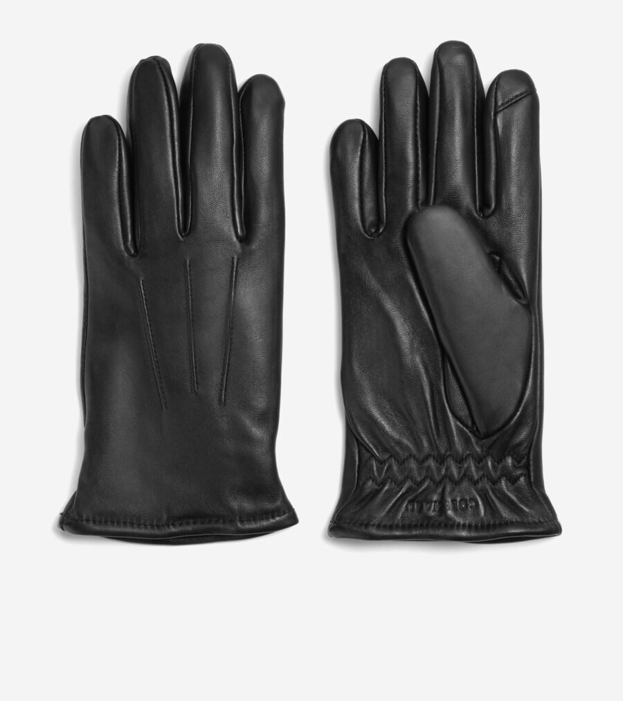 Cole Haan Premium Brown Leather Gloves for Men, Size Large