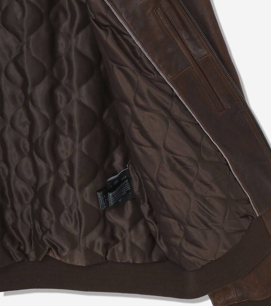 ボンバー ジャケット イン ビンテージ エフェクト レザー mens 180000