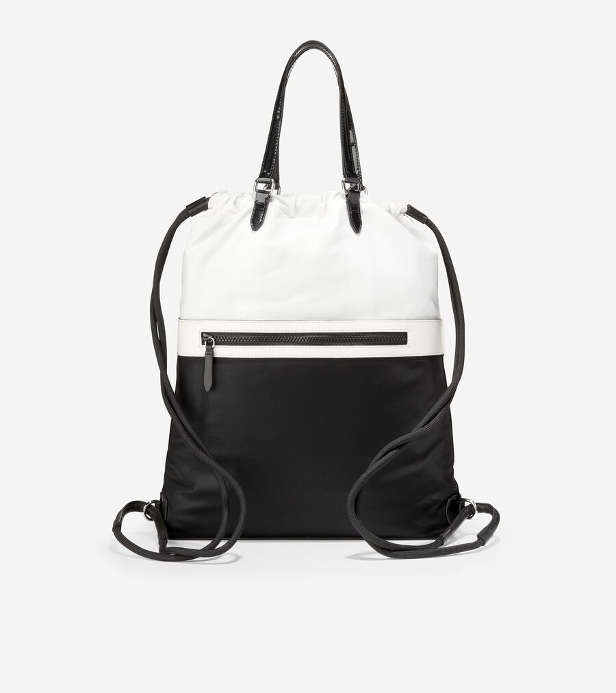 COLE HAAN ホワイト ドローストリングバッグ ナイロン ドローストリング バックパック womens. 14000 | COLE_HAAN