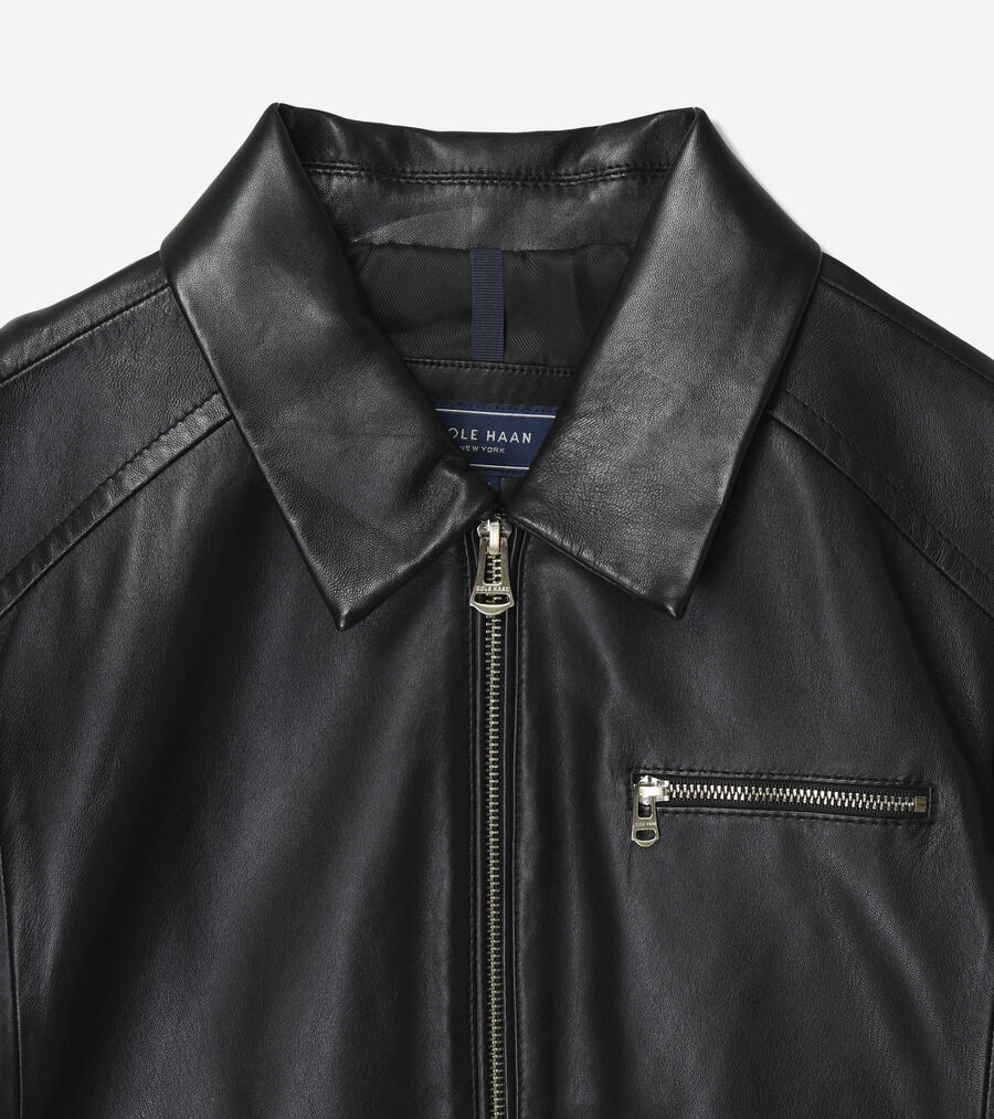 スムース レザー ボンバー ジャケット ウィズ チェストポケット womens
