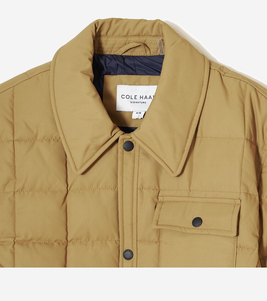 ボックス キルト ダウン シャツ ジャケット mens.