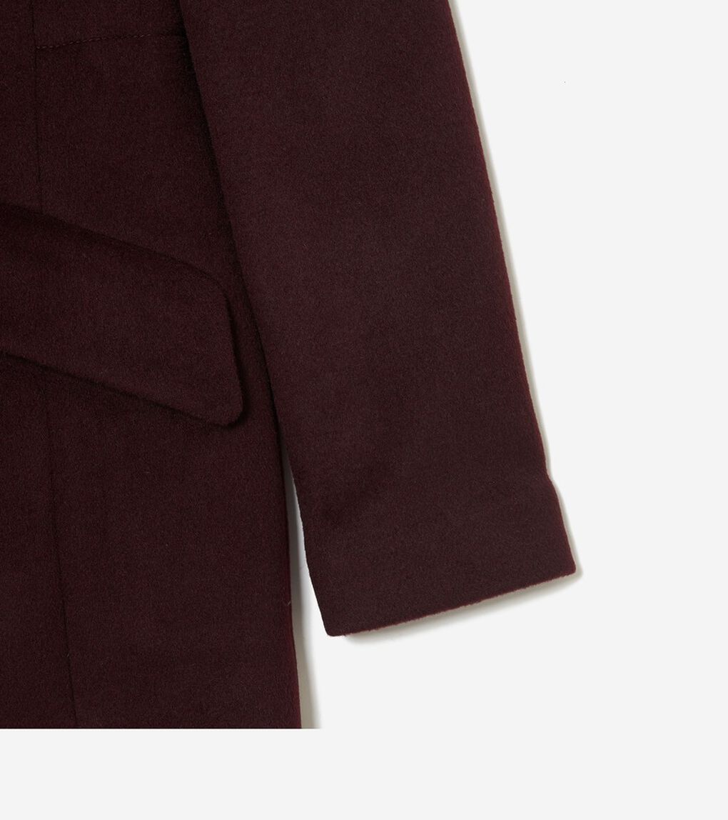 ジップアップアシンメトリカル コートW/ファーカラー womens.