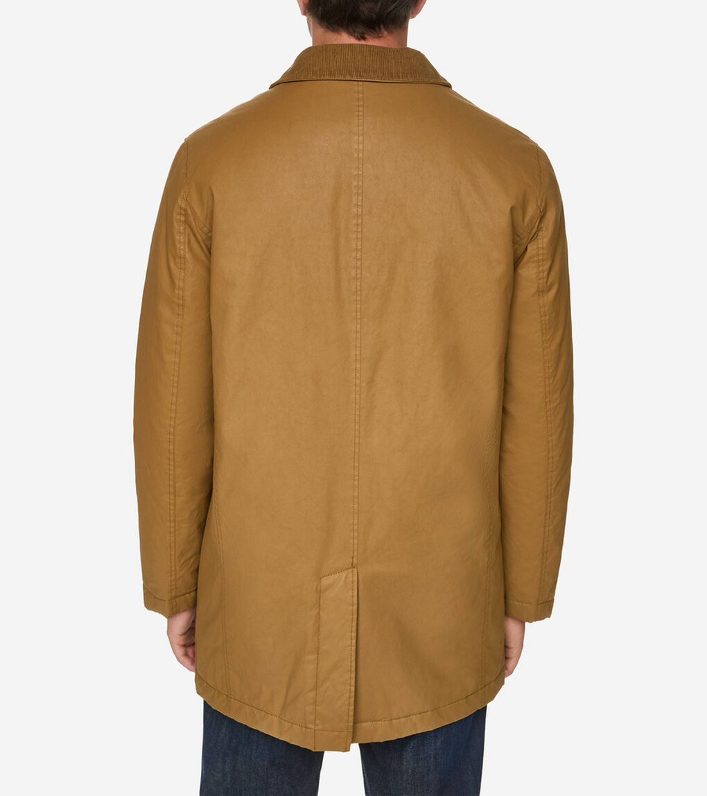 コーティッド コットン ロング バーン コート mens