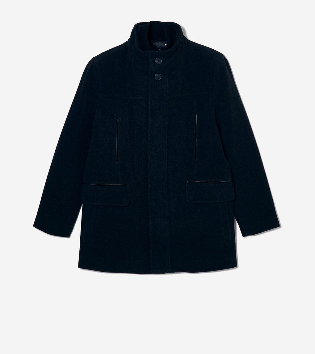 カー コート ウィズ フェイク レザー ディテールズ mens