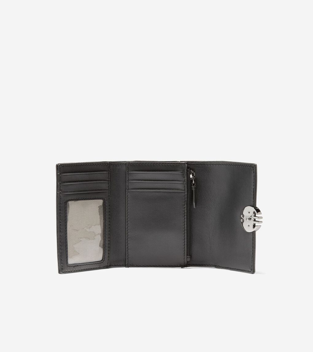 レザー スモール トライフォールド ウォレット womens.