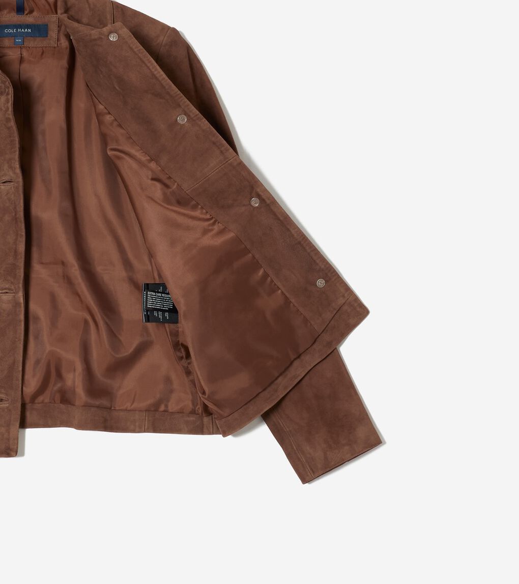 シャツカラースエードトラッカージャケット womens